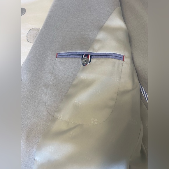 Tommy Hilfiger Modern-Fit Solid Textured Knit Sport Coat Mens 42S Light Grey - Picture 6 of 9